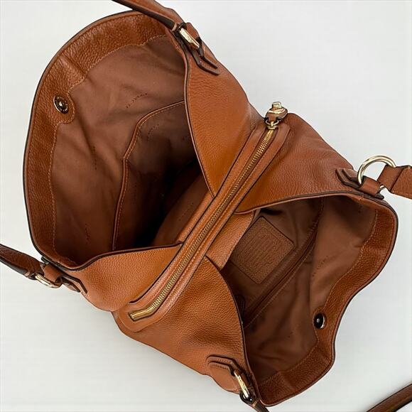 COACH 36464 Edie Saddle Tan Brown Pebble Leather Shoulder Bag Slouchy - Picture 8 of 10